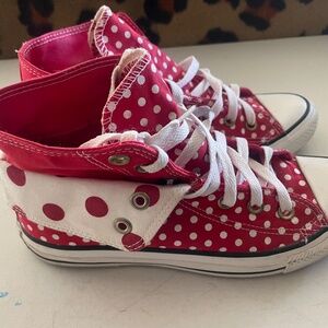 Converse All Star Polka Dot High Top Sneakers Women’s 8 Red White